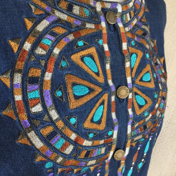 Bob Mackie Vintage Embroidered Denim Shirt Jacket - Picture 2 of 8